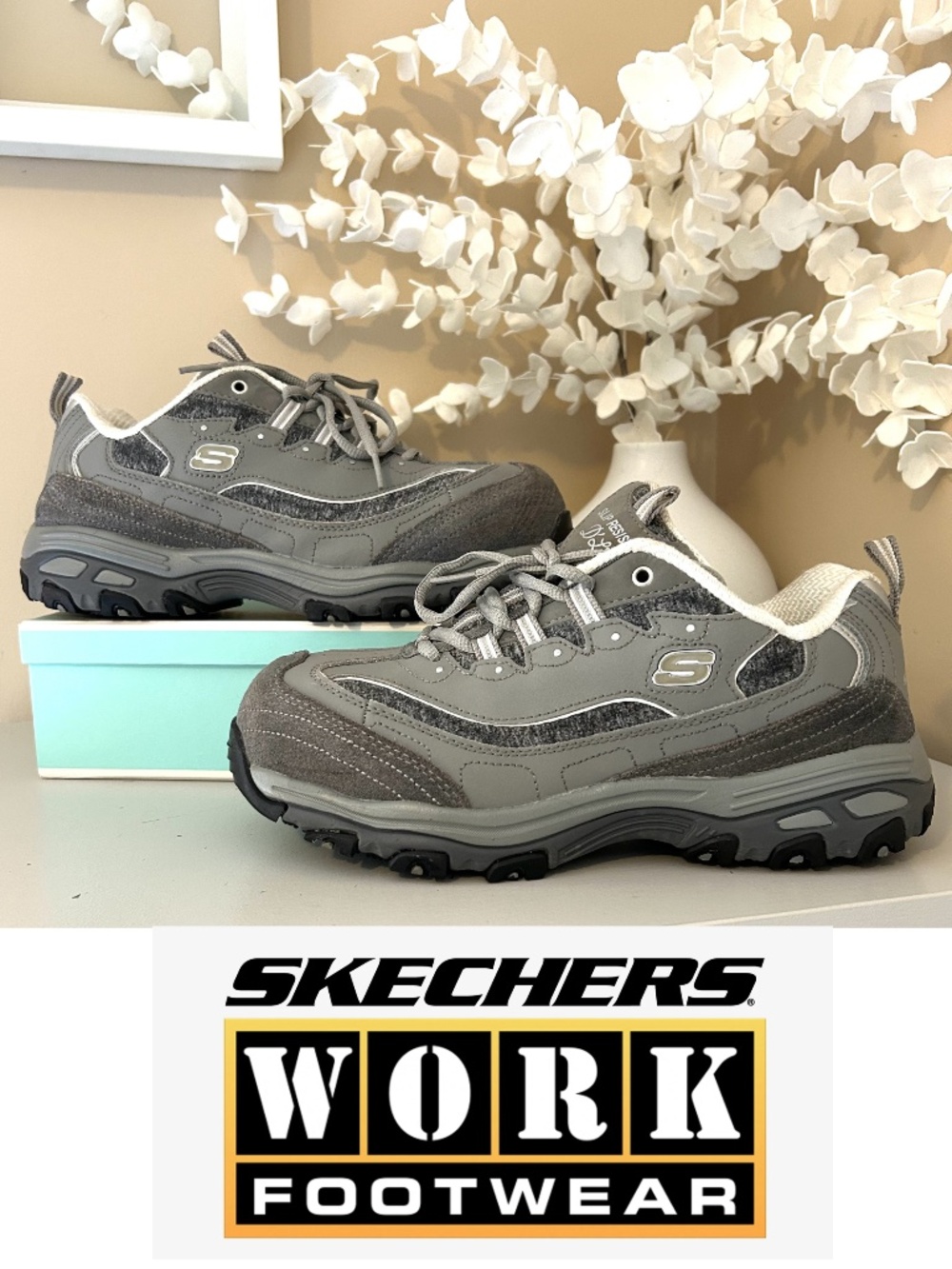 Skechers WORK D’Lites Shoes Slip Resistant Aluminum Toe CSA Approved Size 8